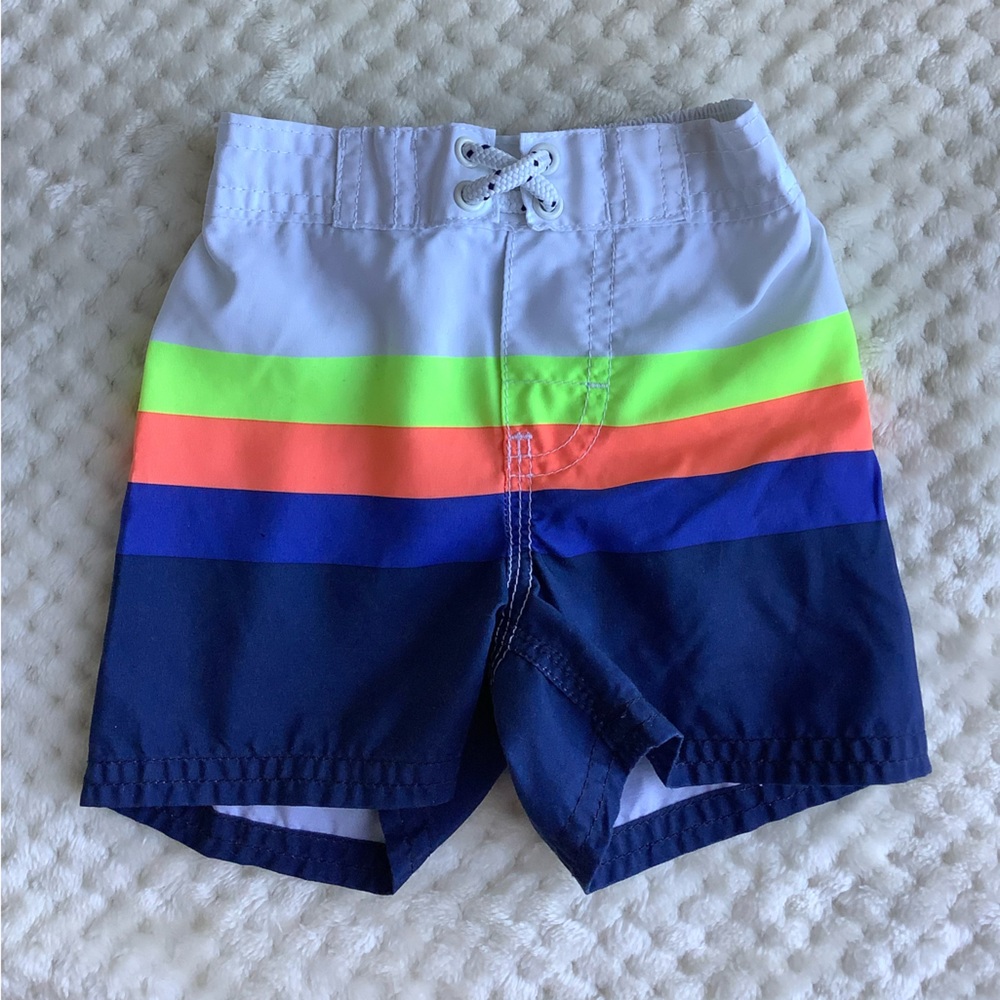 Oshkosh Swim Shorts White yellow orange and blue 6 Months 6M